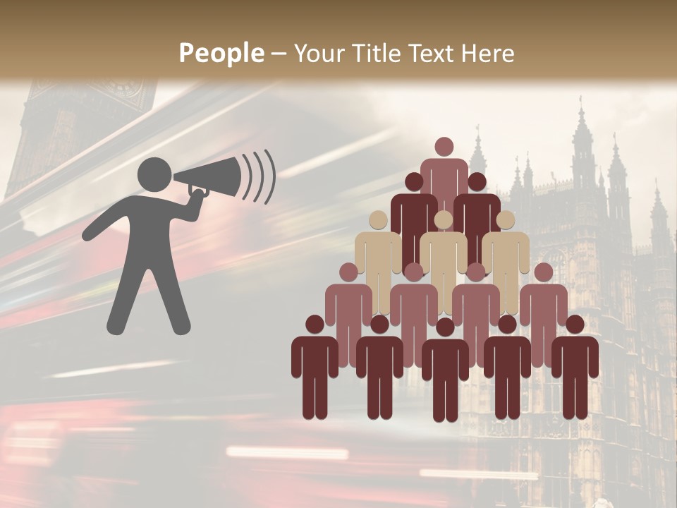 A Red Double Decker Bus Driving Down A Street PowerPoint Template