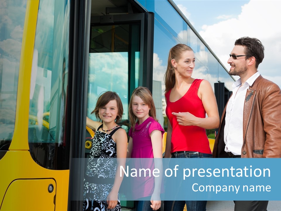 Commute Male Bus Station PowerPoint Template