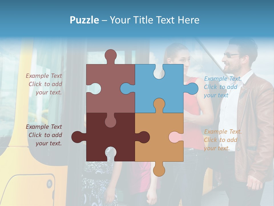 Commute Male Bus Station PowerPoint Template