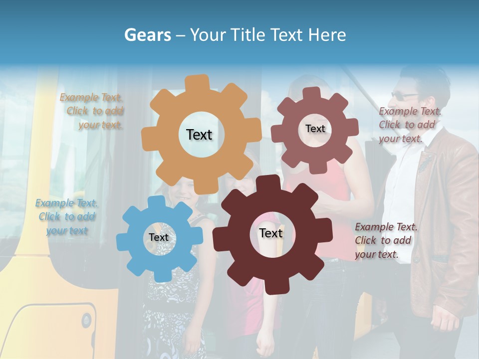 Commute Male Bus Station PowerPoint Template