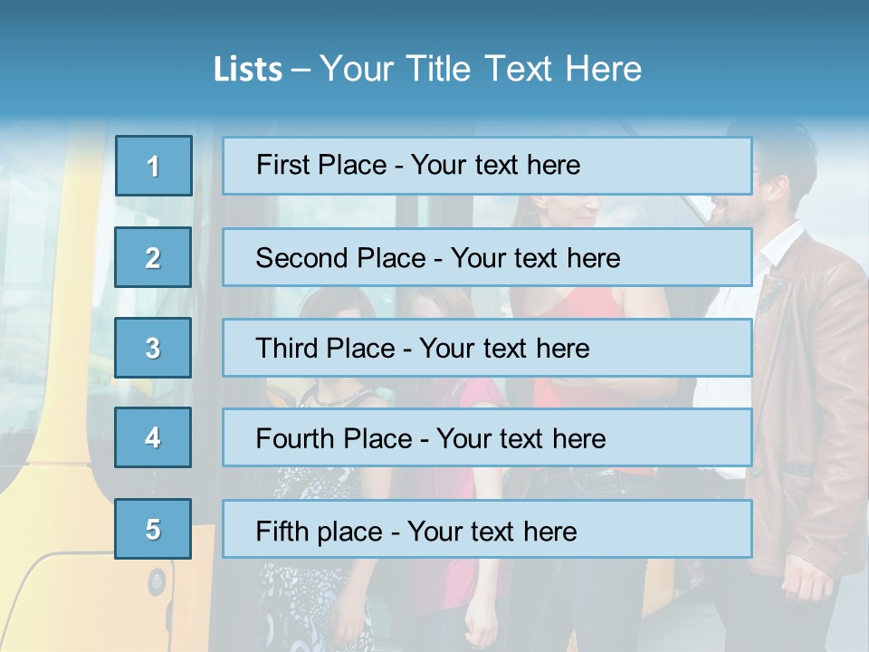Commute Male Bus Station PowerPoint Template