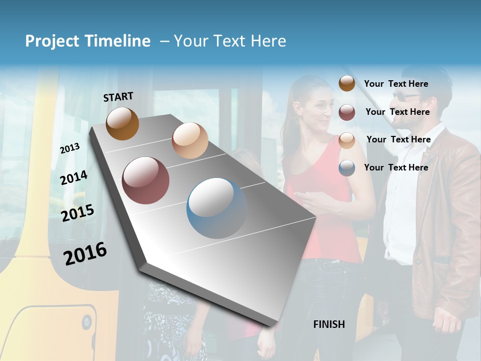 Commute Male Bus Station PowerPoint Template