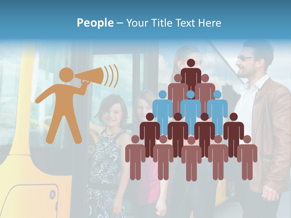 Commute Male Bus Station PowerPoint Template