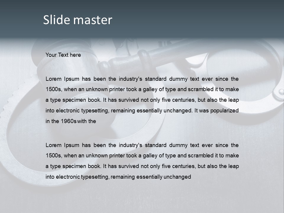 Gavel Tool Cuffs PowerPoint Template