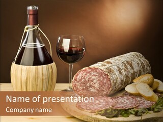 Lunch Drink Bottle Of Wine PowerPoint Template