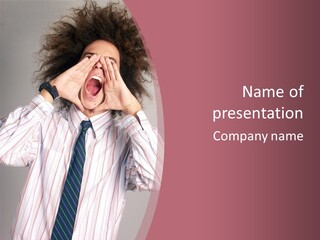 Man Screaming Yellow Music PowerPoint Template