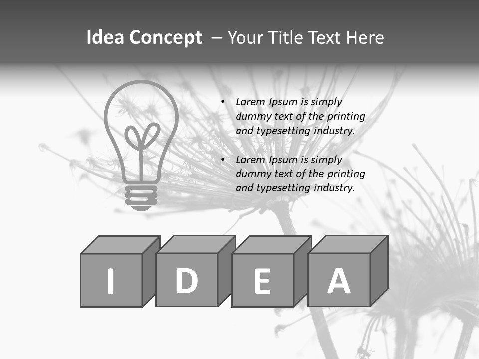 Black And White Light Flower PowerPoint Template
