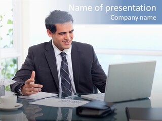 Desk Successful One Person PowerPoint Template