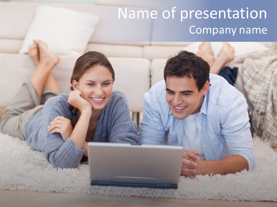 Laptop Handsome Internet PowerPoint Template