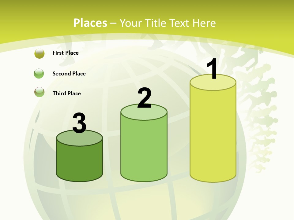 A Green Globe With People Running Around It PowerPoint Template