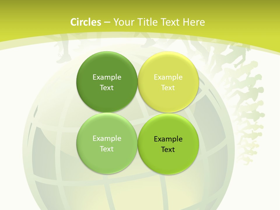 A Green Globe With People Running Around It PowerPoint Template