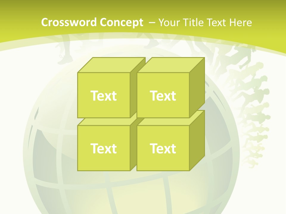A Green Globe With People Running Around It PowerPoint Template