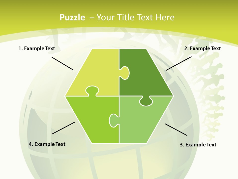 A Green Globe With People Running Around It PowerPoint Template