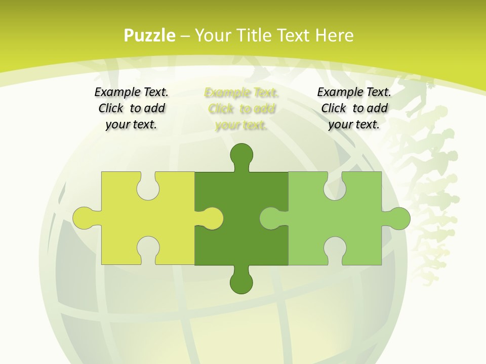 A Green Globe With People Running Around It PowerPoint Template