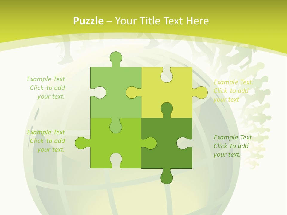 A Green Globe With People Running Around It PowerPoint Template