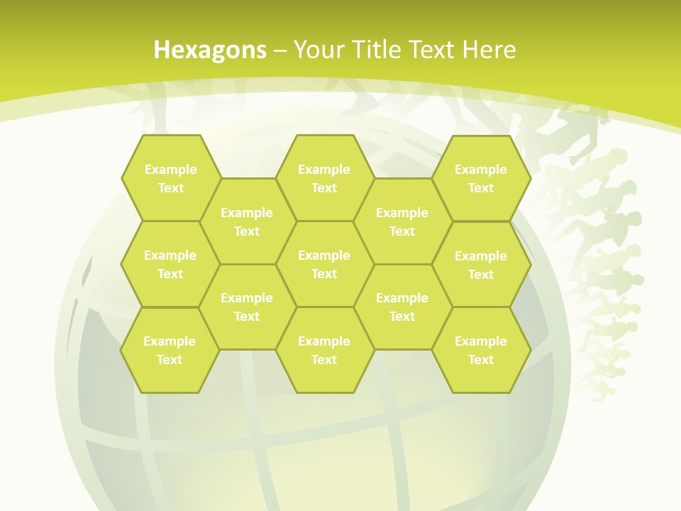 A Green Globe With People Running Around It PowerPoint Template