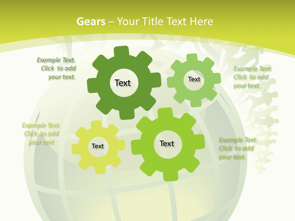 A Green Globe With People Running Around It PowerPoint Template