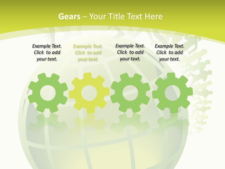 A Green Globe With People Running Around It PowerPoint Template