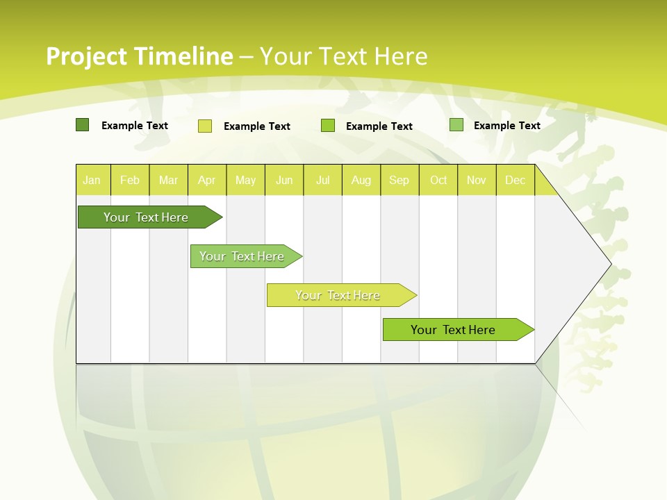 A Green Globe With People Running Around It PowerPoint Template