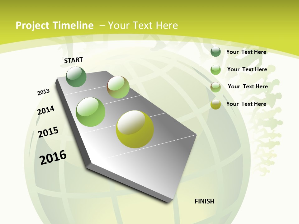 A Green Globe With People Running Around It PowerPoint Template