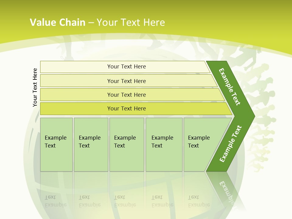 A Green Globe With People Running Around It PowerPoint Template
