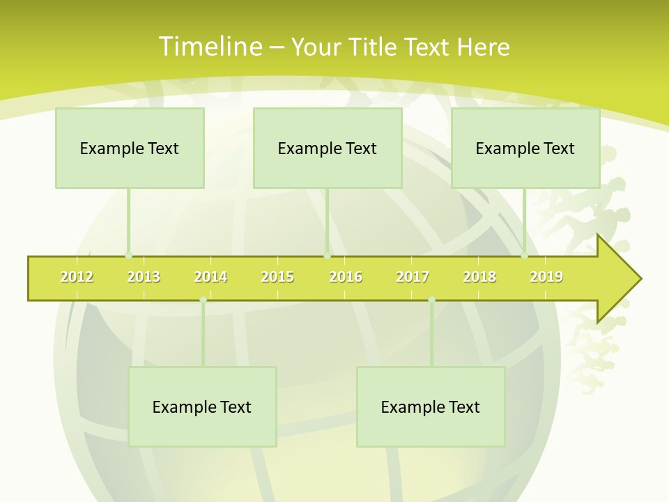 A Green Globe With People Running Around It PowerPoint Template