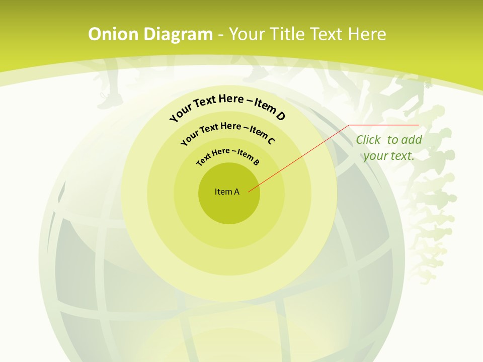 A Green Globe With People Running Around It PowerPoint Template