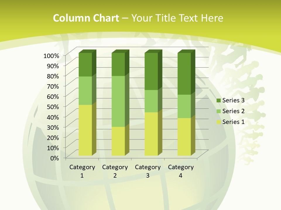 A Green Globe With People Running Around It PowerPoint Template