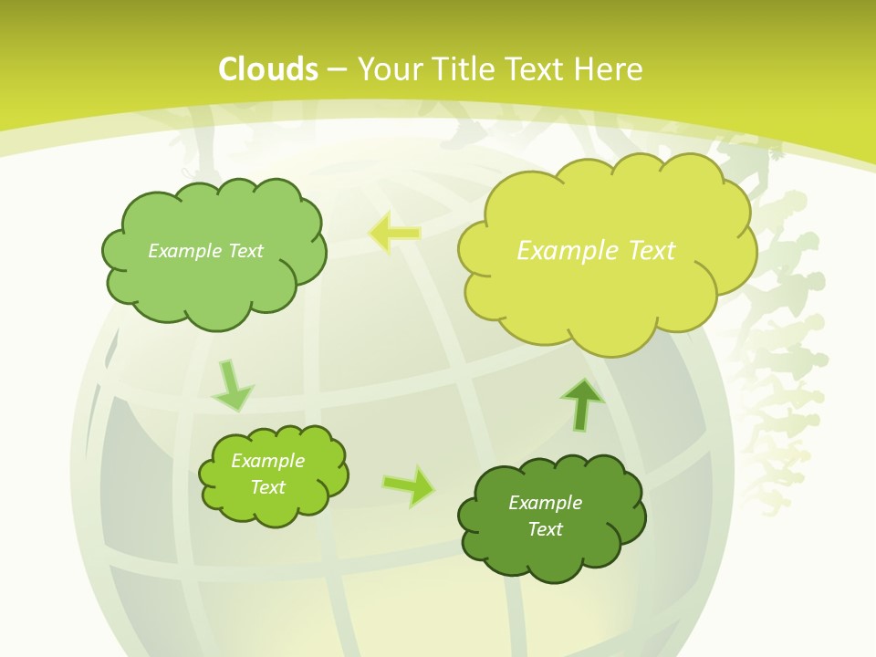 A Green Globe With People Running Around It PowerPoint Template