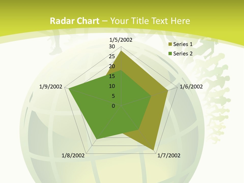 A Green Globe With People Running Around It PowerPoint Template