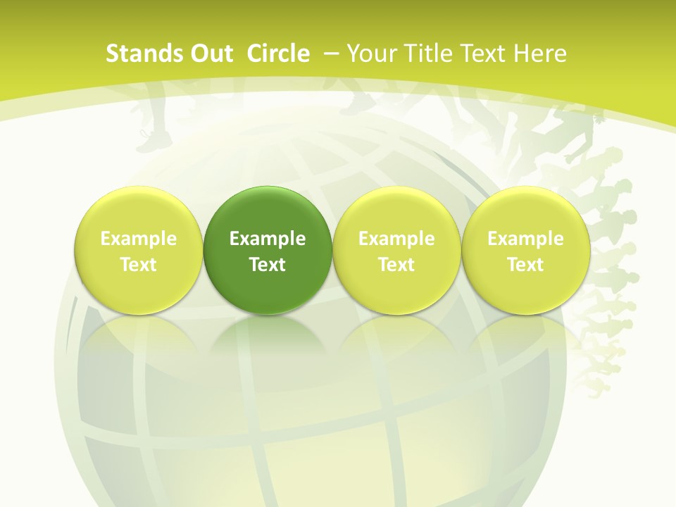 A Green Globe With People Running Around It PowerPoint Template