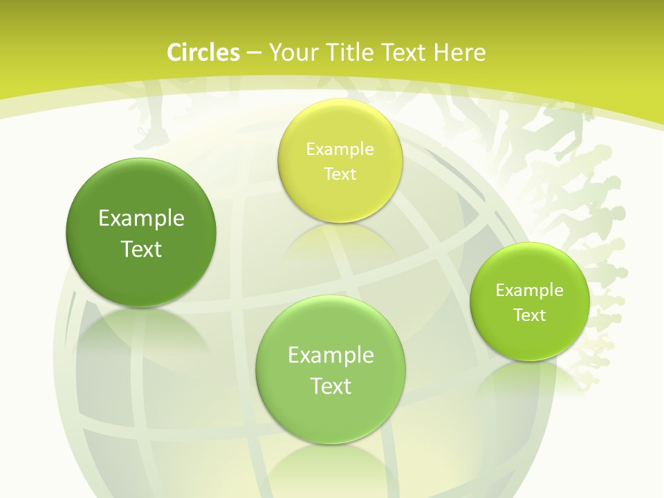 A Green Globe With People Running Around It PowerPoint Template
