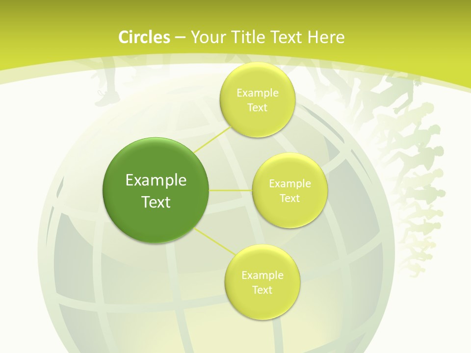 A Green Globe With People Running Around It PowerPoint Template
