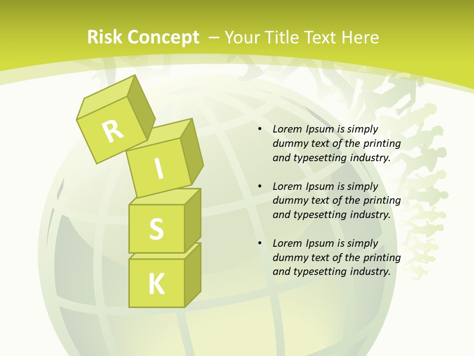 A Green Globe With People Running Around It PowerPoint Template