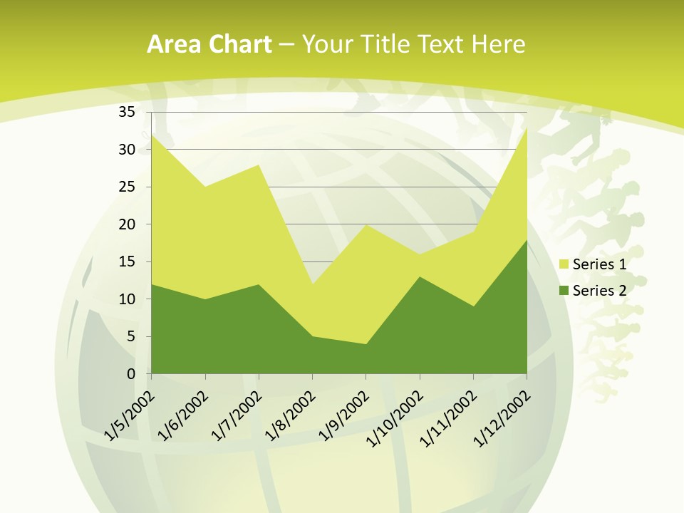 A Green Globe With People Running Around It PowerPoint Template