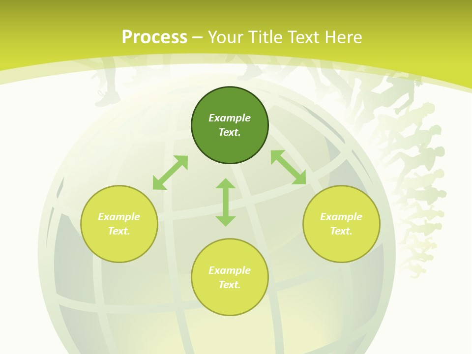 A Green Globe With People Running Around It PowerPoint Template