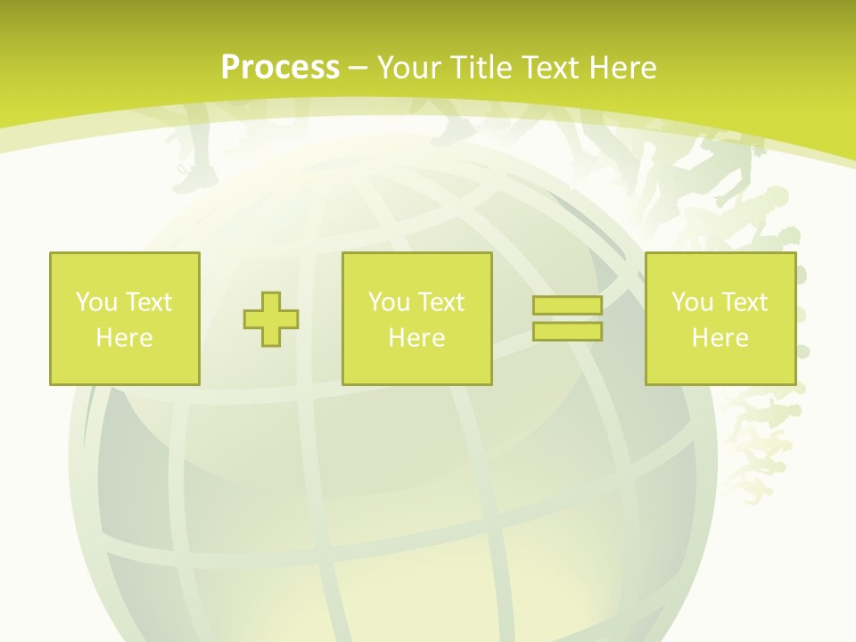 A Green Globe With People Running Around It PowerPoint Template