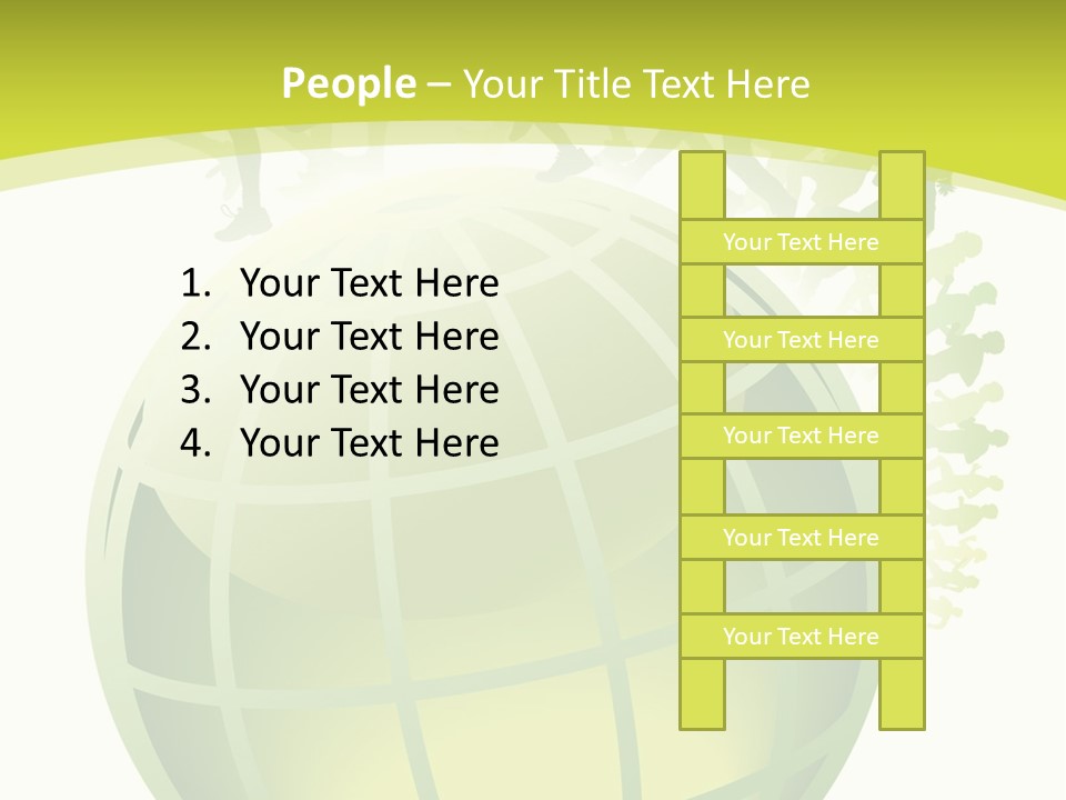 A Green Globe With People Running Around It PowerPoint Template