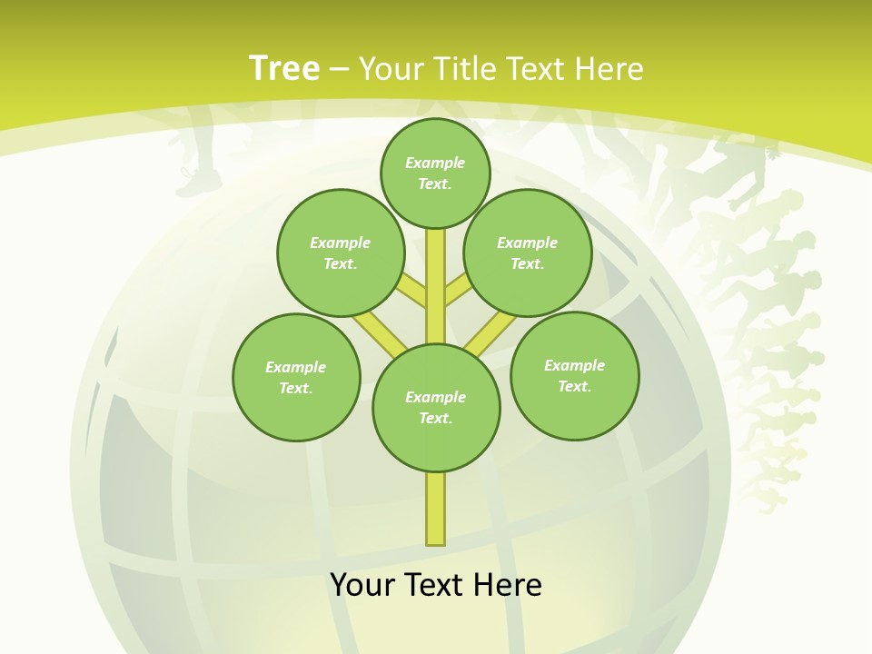 A Green Globe With People Running Around It PowerPoint Template