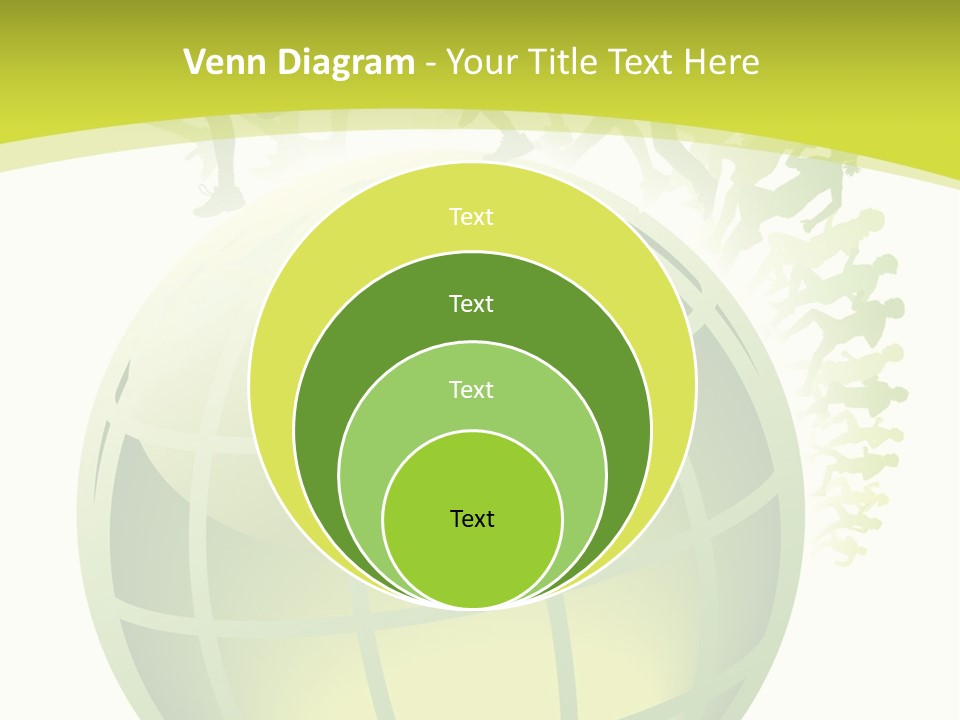A Green Globe With People Running Around It PowerPoint Template