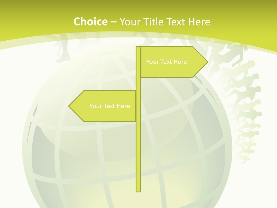 A Green Globe With People Running Around It PowerPoint Template