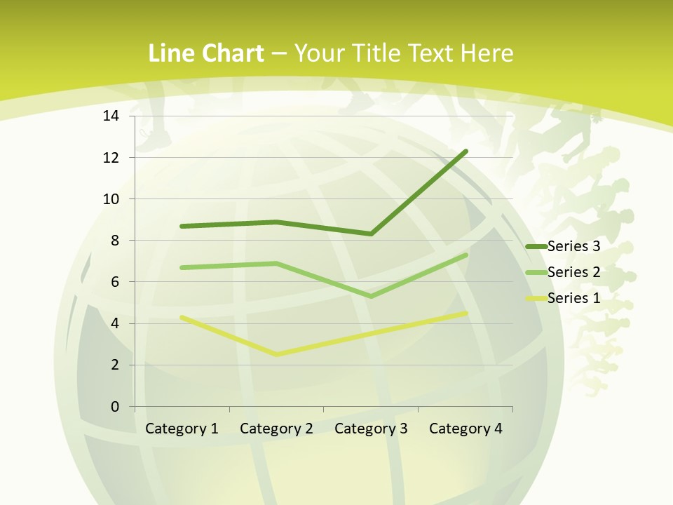 A Green Globe With People Running Around It PowerPoint Template