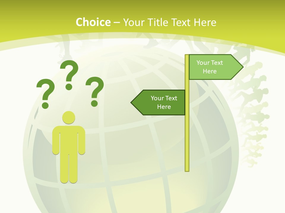 A Green Globe With People Running Around It PowerPoint Template