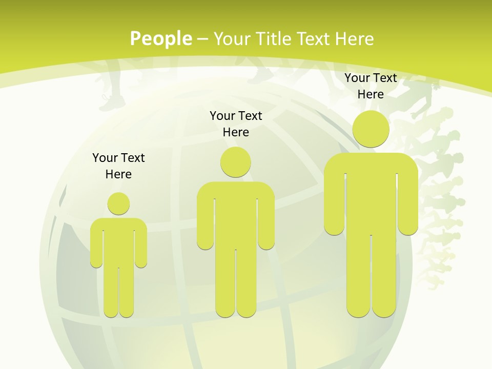 A Green Globe With People Running Around It PowerPoint Template