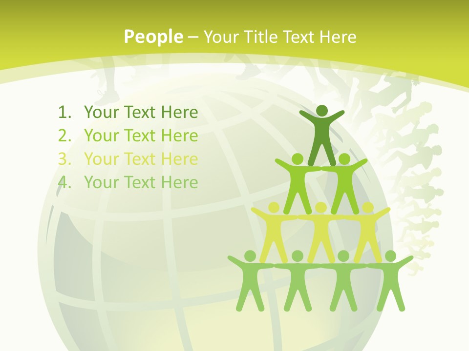 A Green Globe With People Running Around It PowerPoint Template