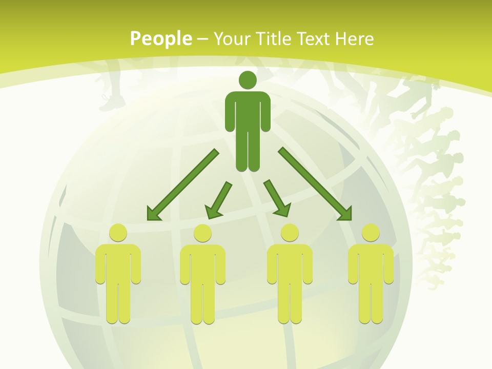 A Green Globe With People Running Around It PowerPoint Template