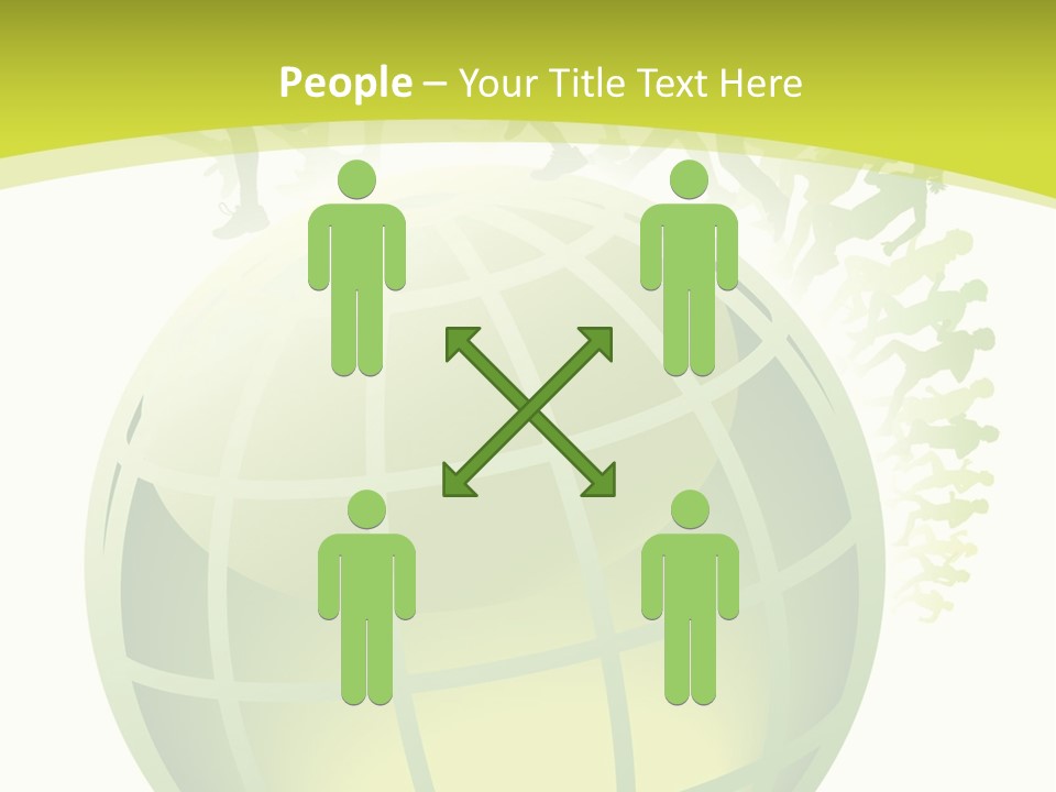 A Green Globe With People Running Around It PowerPoint Template