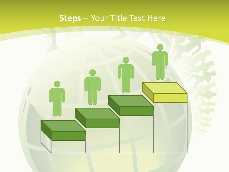 A Green Globe With People Running Around It PowerPoint Template