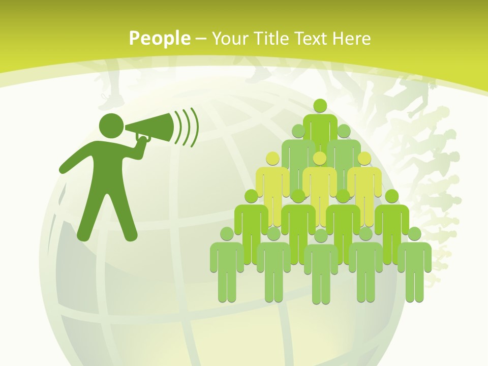 A Green Globe With People Running Around It PowerPoint Template