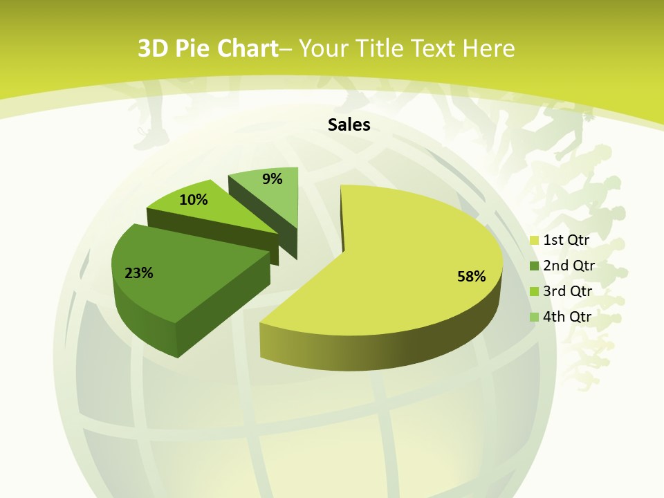 A Green Globe With People Running Around It PowerPoint Template